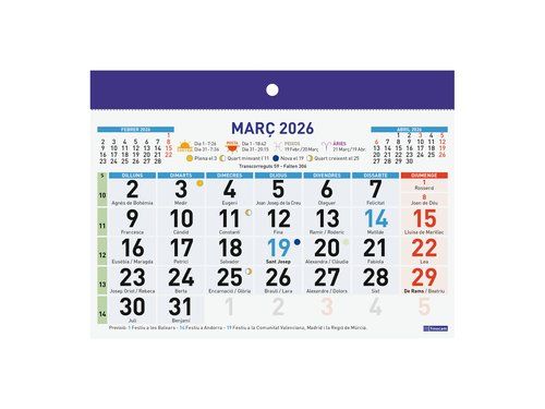 CALENDARI (2026) CATALAN FINOCAM FALDILLA MENSUAL