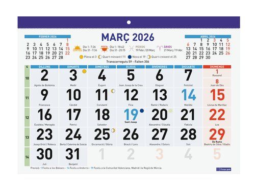 CALENDARI (2026) CATALAN FINOCAM FALDILLA MENSUAL