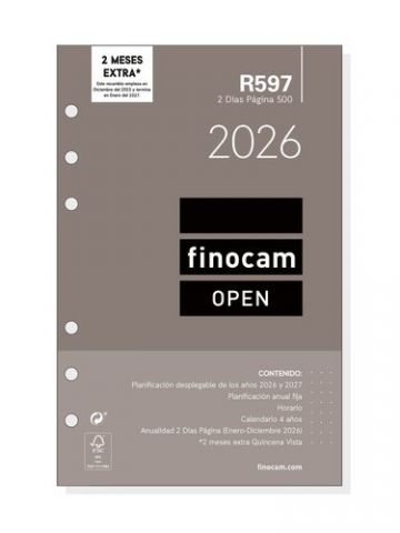 RECAMBIO AGENDA ANUAL (2026) FINOCAM R597 OPEN 500