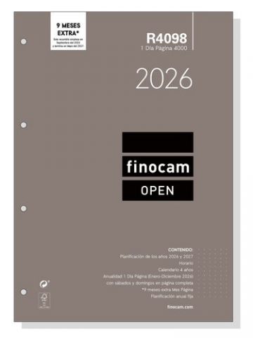 RECAMBIO AGENDA ANUAL (2026) FINOCAM R4098 OPEN 40