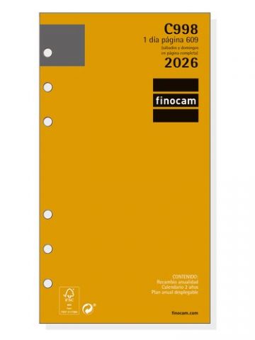 RECAMBIO AGENDA ANUAL (2026) FINOCAM C998 CLASSIC