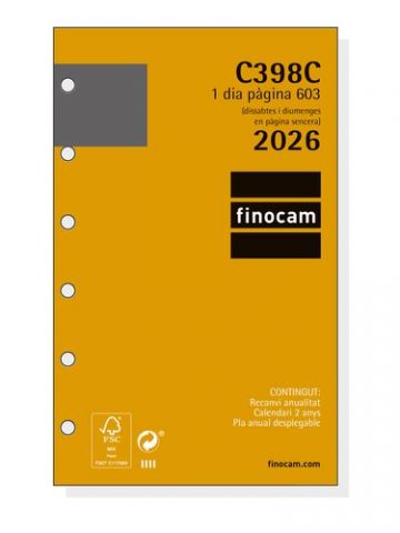 RECAMBIO AGENDA ANUAL (2026) CATALAN FINOCAM C398C