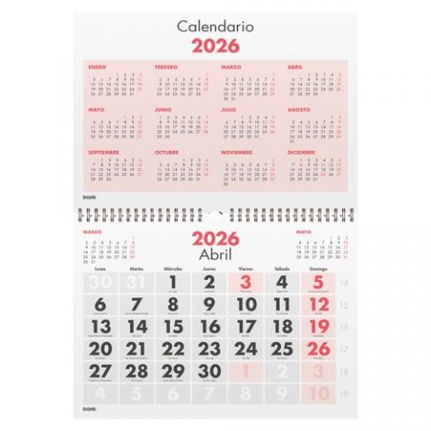 CALENDARIO (2026) DOHE PARED MENSUAL NUMEROS GRAND