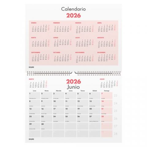 CALENDARIO (2026) DOHE PARED MENSUAL NUMEROS GRAND