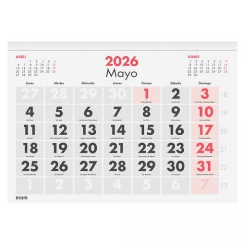 CALENDARIO (2026) DOHE FALDILLA DOHE MENSUAL NUMER