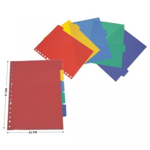 SEPARADORES BINDEX PP A4 5 Pestañas Multitaladro