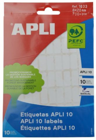 ETIQUETAS ADH.MANUALES BOLSA APLI BLANCAS 10h C.RO