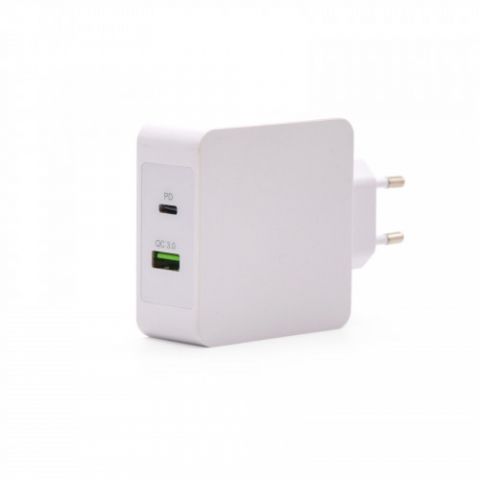 TooQ Cargador de Pared doble puerto USB-C PD + USB