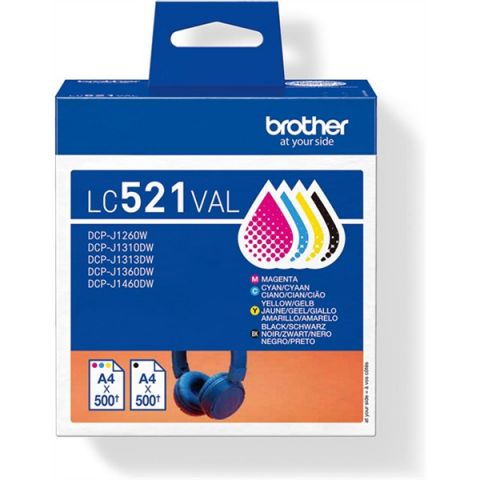 PACK DE CARTUCHOS 4 COLORES (CMYK) BROTHER LC-521V