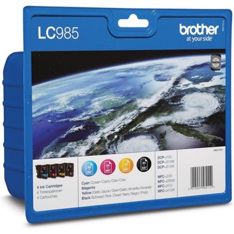 PACK DE CARTUCHOS 4 COLORES (CMYK) BROTHER LC-985V
