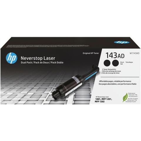 KIT DE RECARGA NEGRO PACK 2 NEVERSTOP LASER HP 143