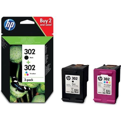 PACK CARTUCHO NEGRO-COLOR HP 302 + 302